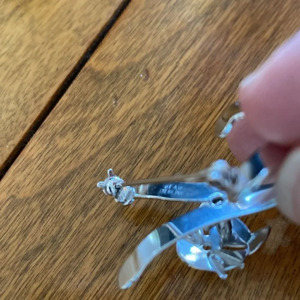 NEW Beau sterling silver cat pin
